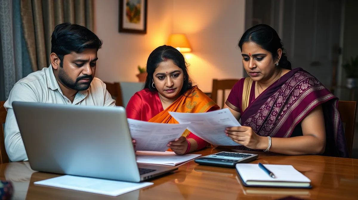 Indian family calculating the cost of studying in Canada for Indian students against the CAD 22,895 proof of funds rule