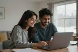 Indian couple discussing Canada spousal open work permit eligibility at home