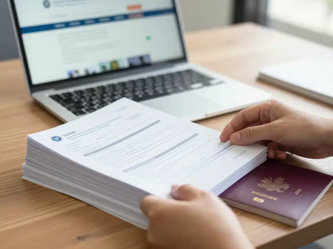 Canada study permit documents and proof of funds paperwork being organized before GCKey submission