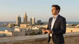 Facilities manager overlooking Sliema Malta skyline representing 2026 salary growth