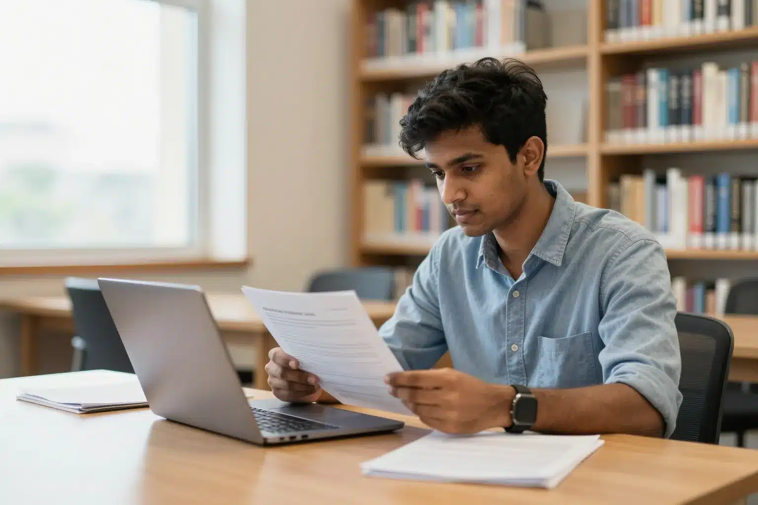 Indian student reviewing admission documents for the best universities in Malta for Indian students