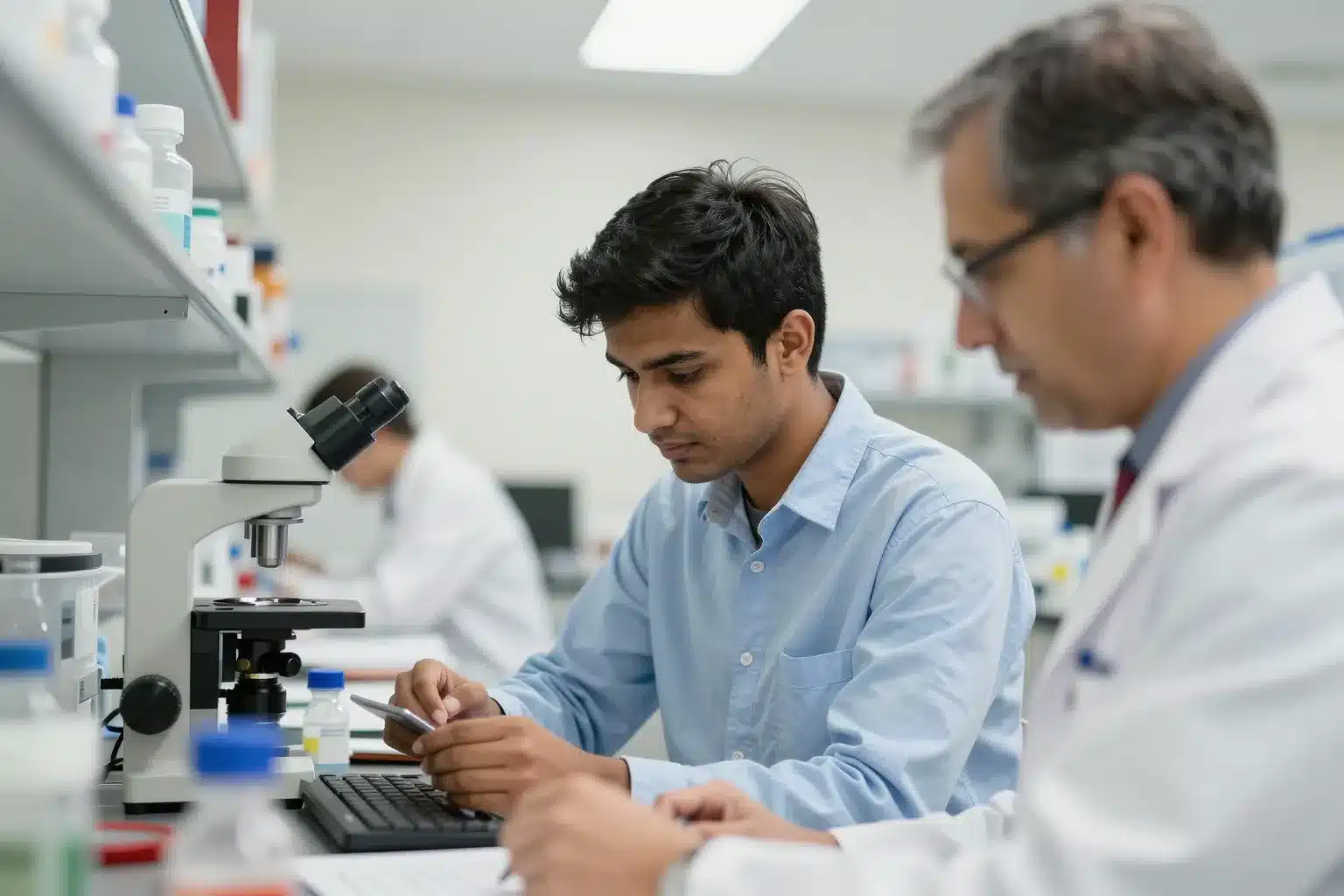 Indian graduate student working with Canadian faculty mentor on Mitacs Globalink research scholarship