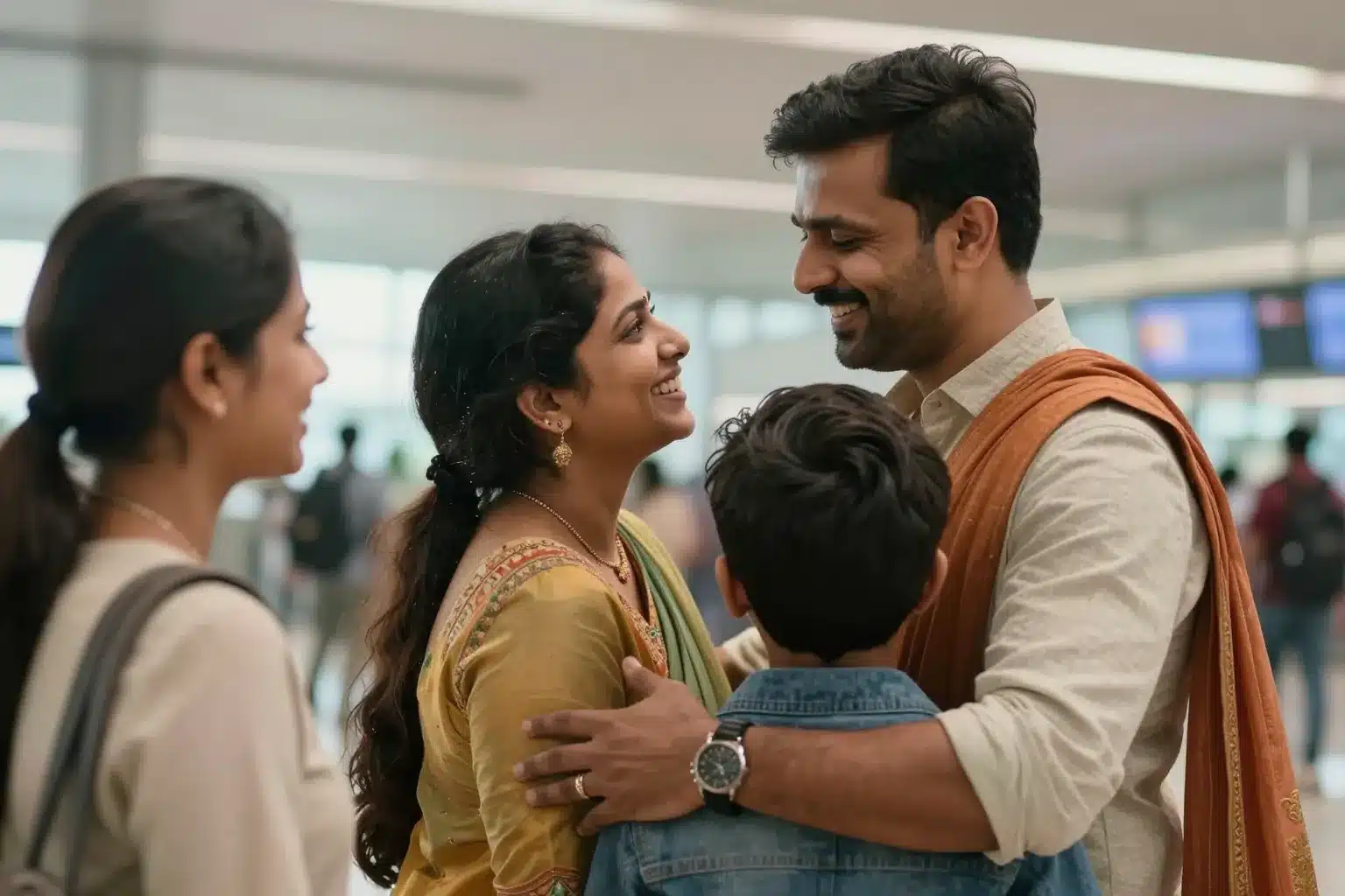 Indian family reunited at UK airport after student dependent visa approval