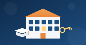 Germany student accommodation for Indian students 2026 - dorm building illustration with graduation cap and key