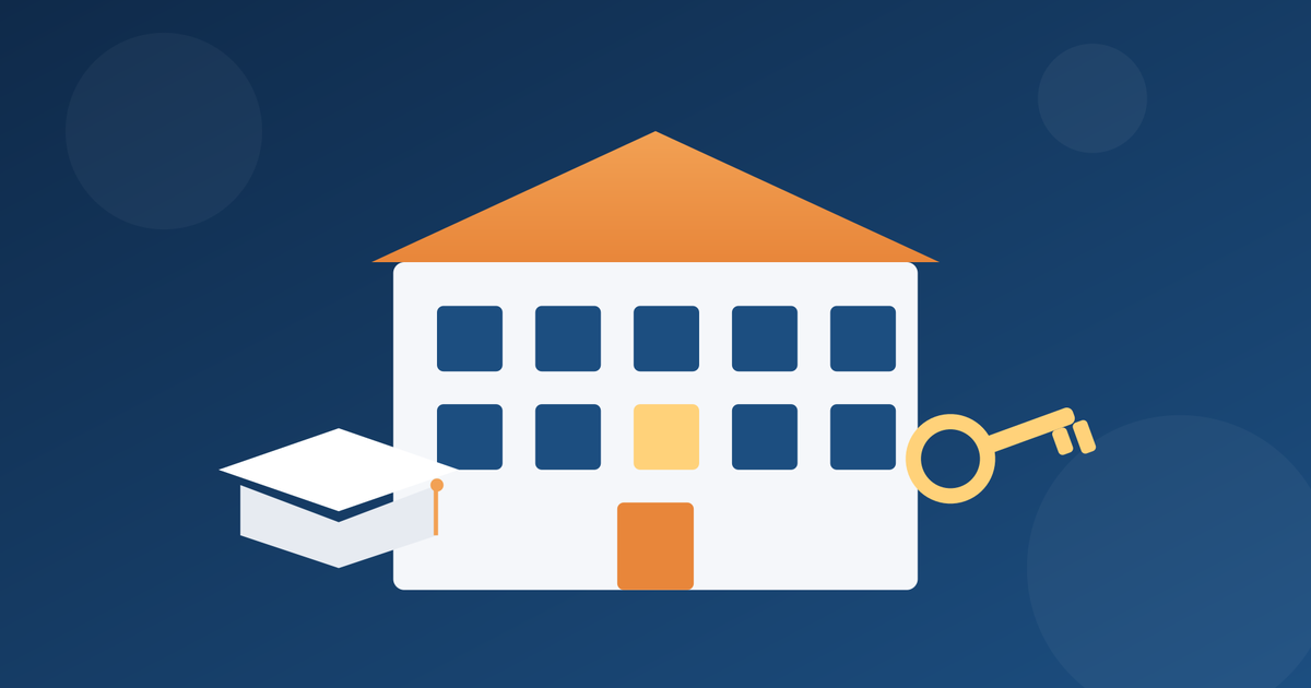 Germany student accommodation for Indian students 2026 - dorm building illustration with graduation cap and key