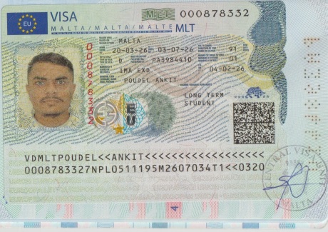 Malta student visa approval - Ankit Poudel